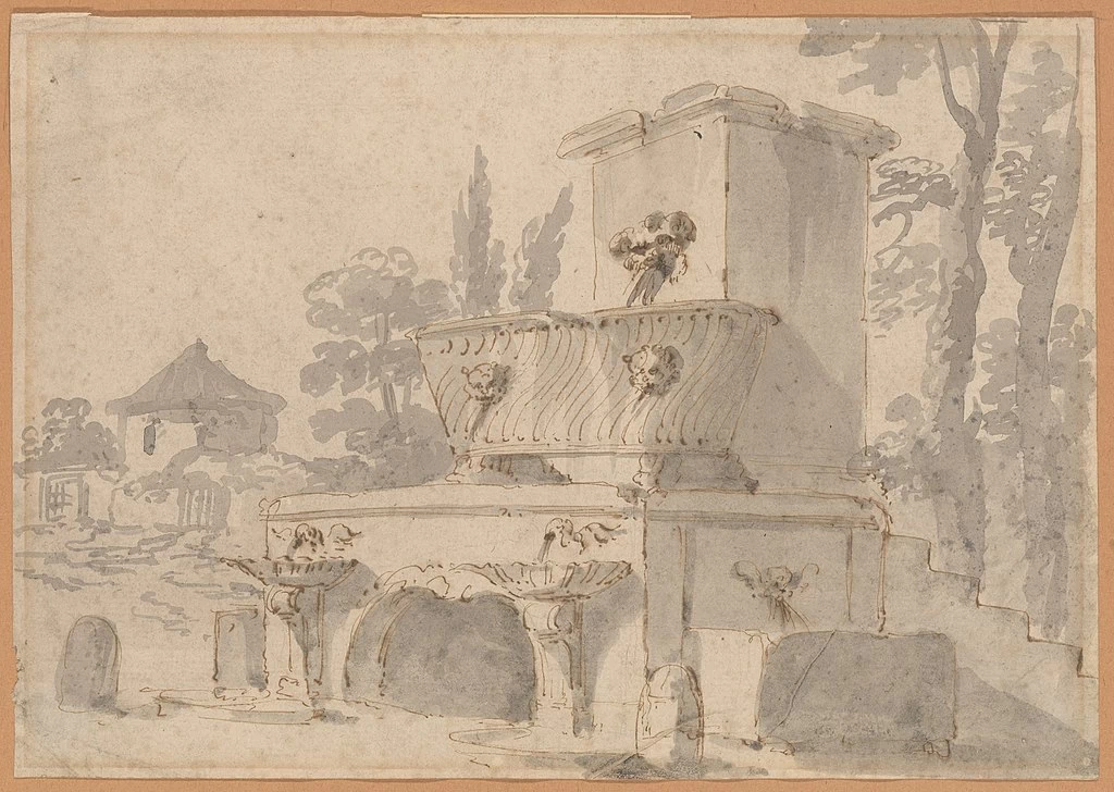 Capriccio veneziano - Paesaggio con fattoria, sarcofago e fontana, Metropolitan Museum of Art, New York